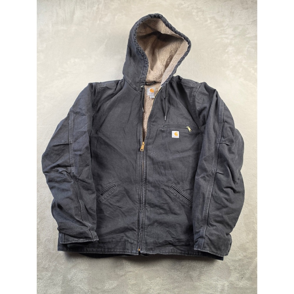 Carhartt Active Jacket Womens XL Black WJ141 Canvas Sherpa Lined Workwear